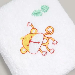 Toalla de visita bordada Mono Amarillo