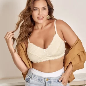 Corpiño confort taza doble de algodon lycra y puntilla